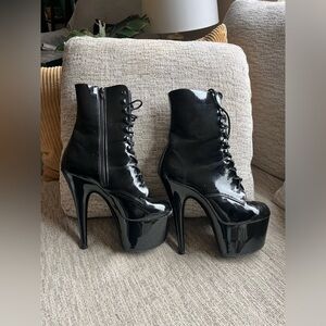 Size 10 Black Patent Pleaser Ankle Booties